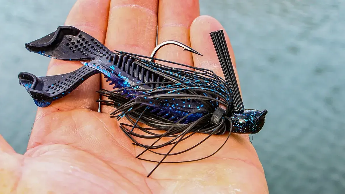 A small finesse jig with a craw trailer.